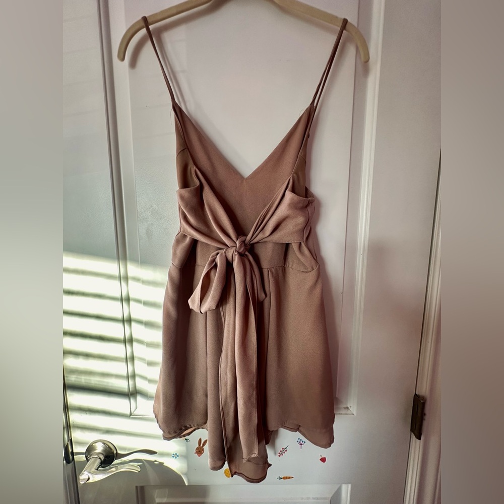 Chic Taupe Romper with Bow